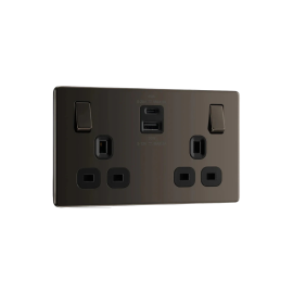2 Gang 13A Power Socket w 1xUSB A + 1xUSB C 45W BN