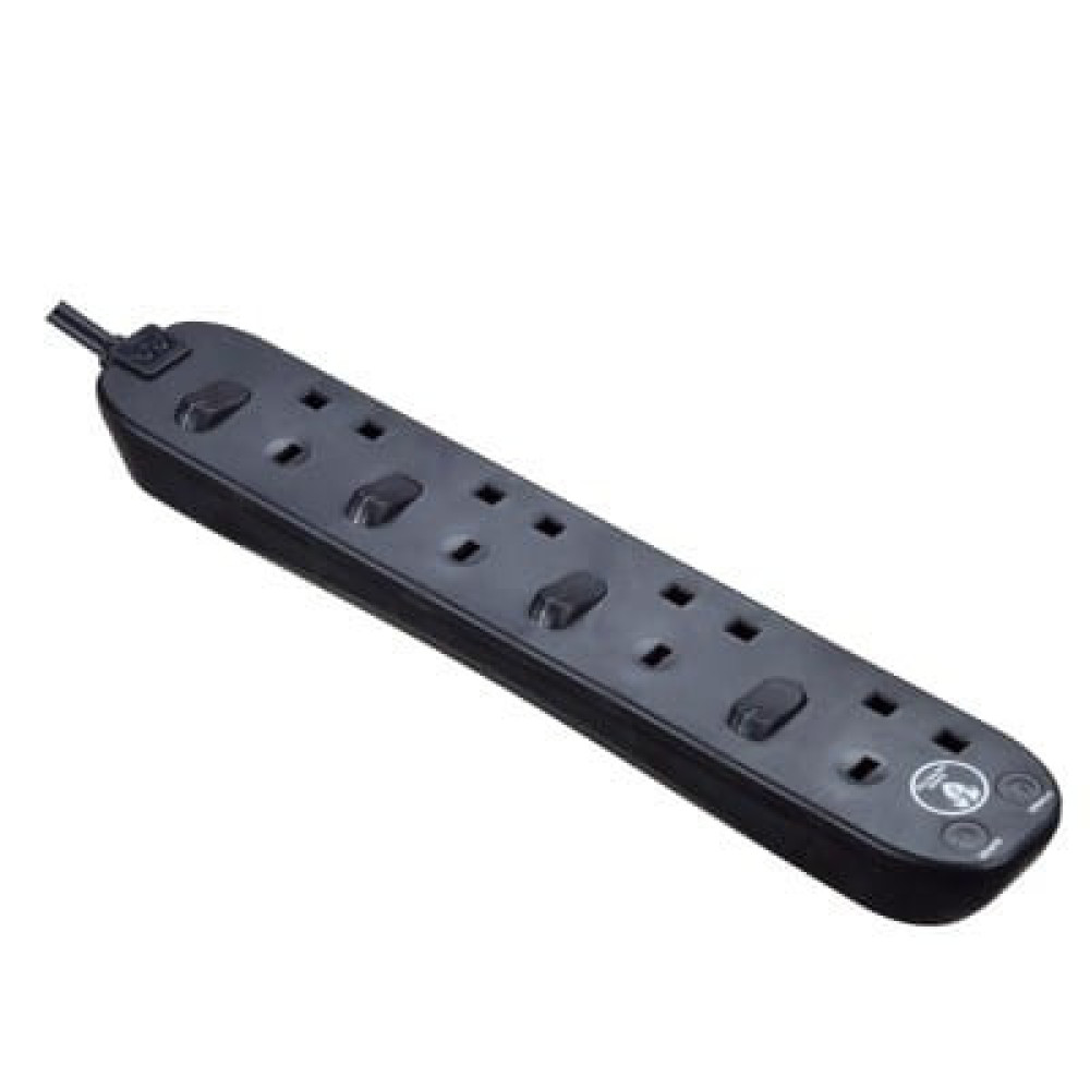 4 Socket Switch Surge, 2M Black SWSRG42NB